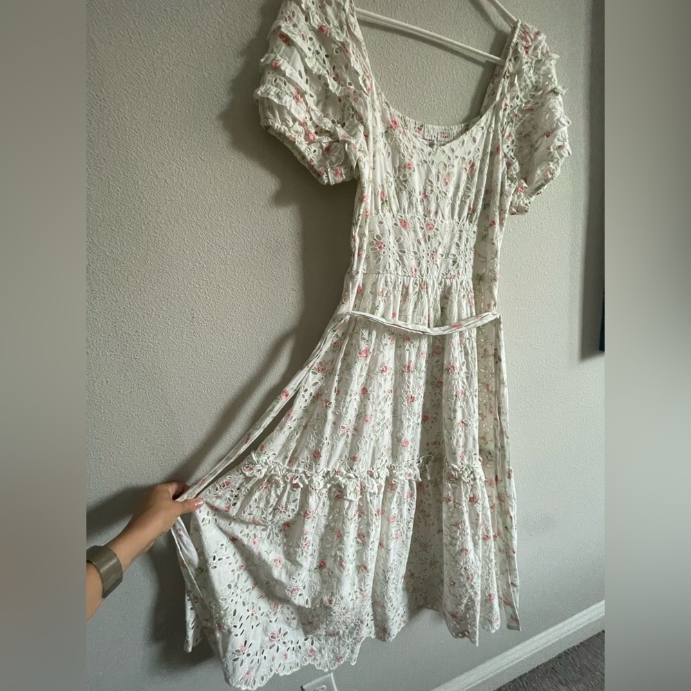 Love shack fancy and Target gorgeous, white w delicate flowers eyelet details.
